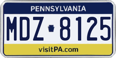PA license plate MDZ8125