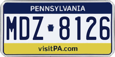 PA license plate MDZ8126
