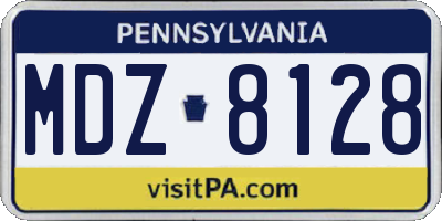 PA license plate MDZ8128