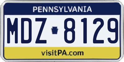 PA license plate MDZ8129