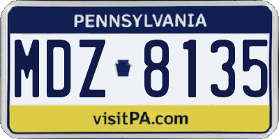 PA license plate MDZ8135