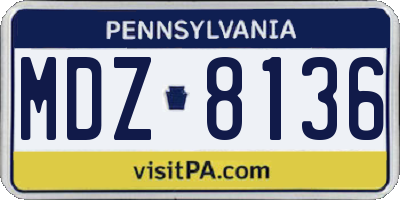 PA license plate MDZ8136