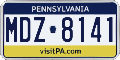 PA license plate MDZ8141