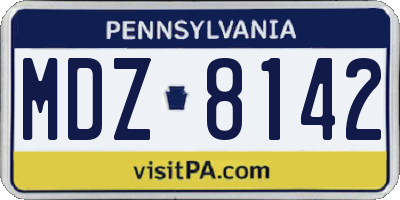 PA license plate MDZ8142