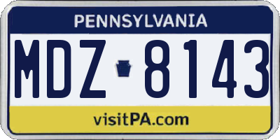 PA license plate MDZ8143