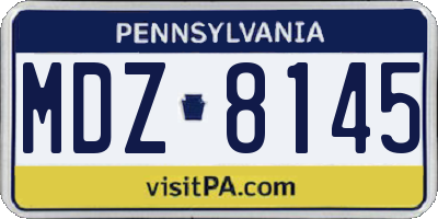 PA license plate MDZ8145