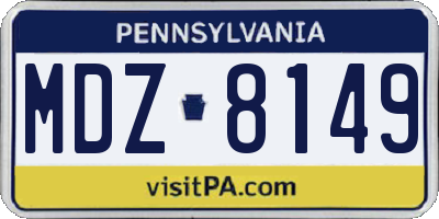 PA license plate MDZ8149