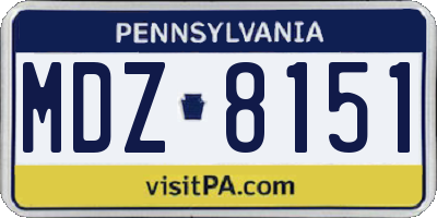 PA license plate MDZ8151
