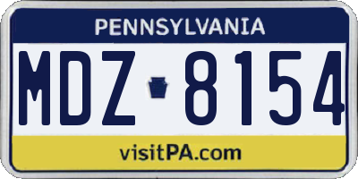 PA license plate MDZ8154