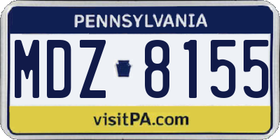 PA license plate MDZ8155