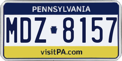 PA license plate MDZ8157