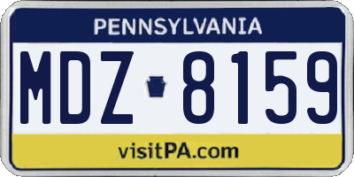 PA license plate MDZ8159