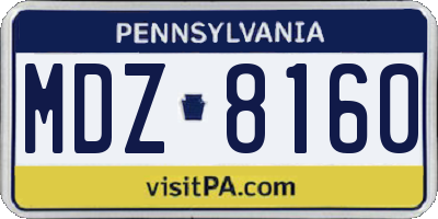 PA license plate MDZ8160