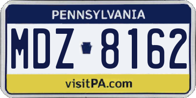 PA license plate MDZ8162