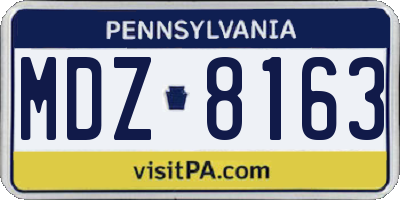 PA license plate MDZ8163