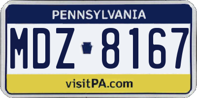 PA license plate MDZ8167