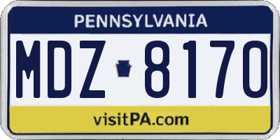 PA license plate MDZ8170