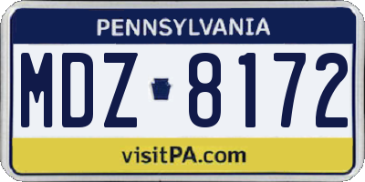PA license plate MDZ8172