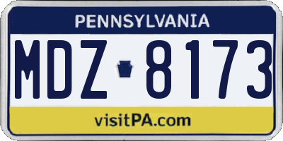 PA license plate MDZ8173