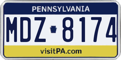 PA license plate MDZ8174