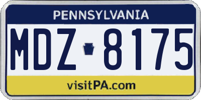 PA license plate MDZ8175