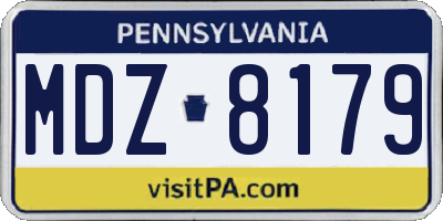 PA license plate MDZ8179