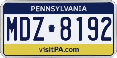 PA license plate MDZ8192