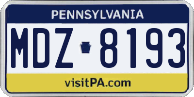 PA license plate MDZ8193