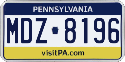 PA license plate MDZ8196