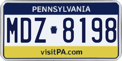PA license plate MDZ8198