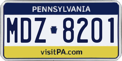PA license plate MDZ8201