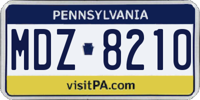 PA license plate MDZ8210