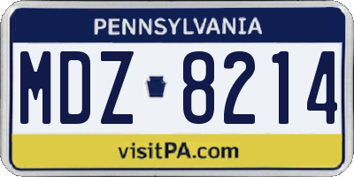 PA license plate MDZ8214