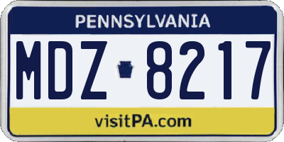 PA license plate MDZ8217