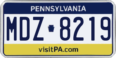 PA license plate MDZ8219