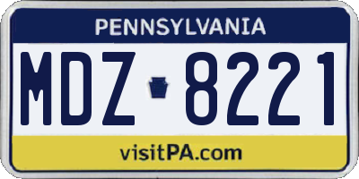 PA license plate MDZ8221