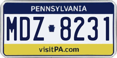 PA license plate MDZ8231