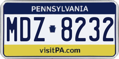PA license plate MDZ8232