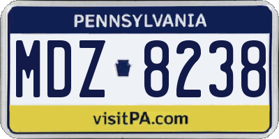 PA license plate MDZ8238