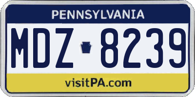 PA license plate MDZ8239