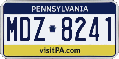 PA license plate MDZ8241