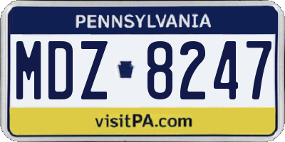 PA license plate MDZ8247