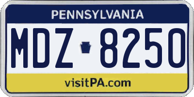 PA license plate MDZ8250