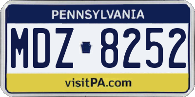 PA license plate MDZ8252