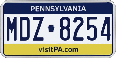 PA license plate MDZ8254