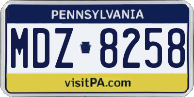 PA license plate MDZ8258
