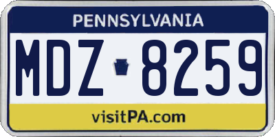 PA license plate MDZ8259