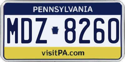 PA license plate MDZ8260