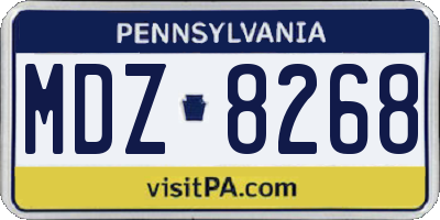 PA license plate MDZ8268