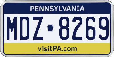 PA license plate MDZ8269